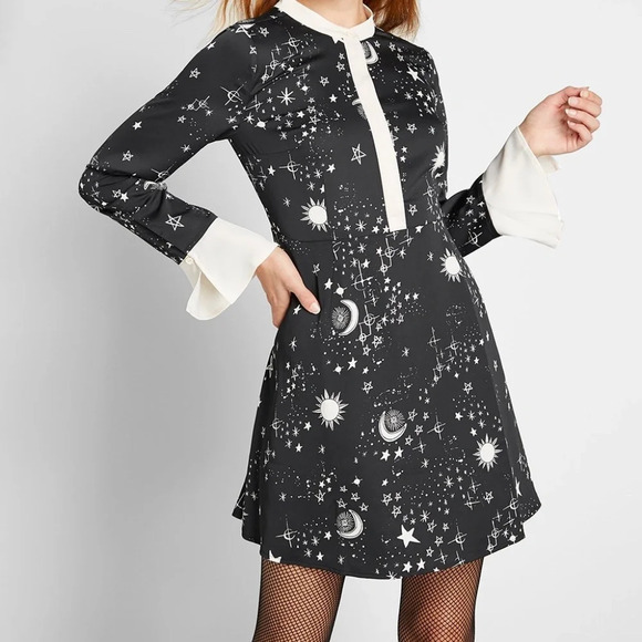 Modcloth "Black Celestial Retro Romance" A-Line Dress - Picture 5 of 5